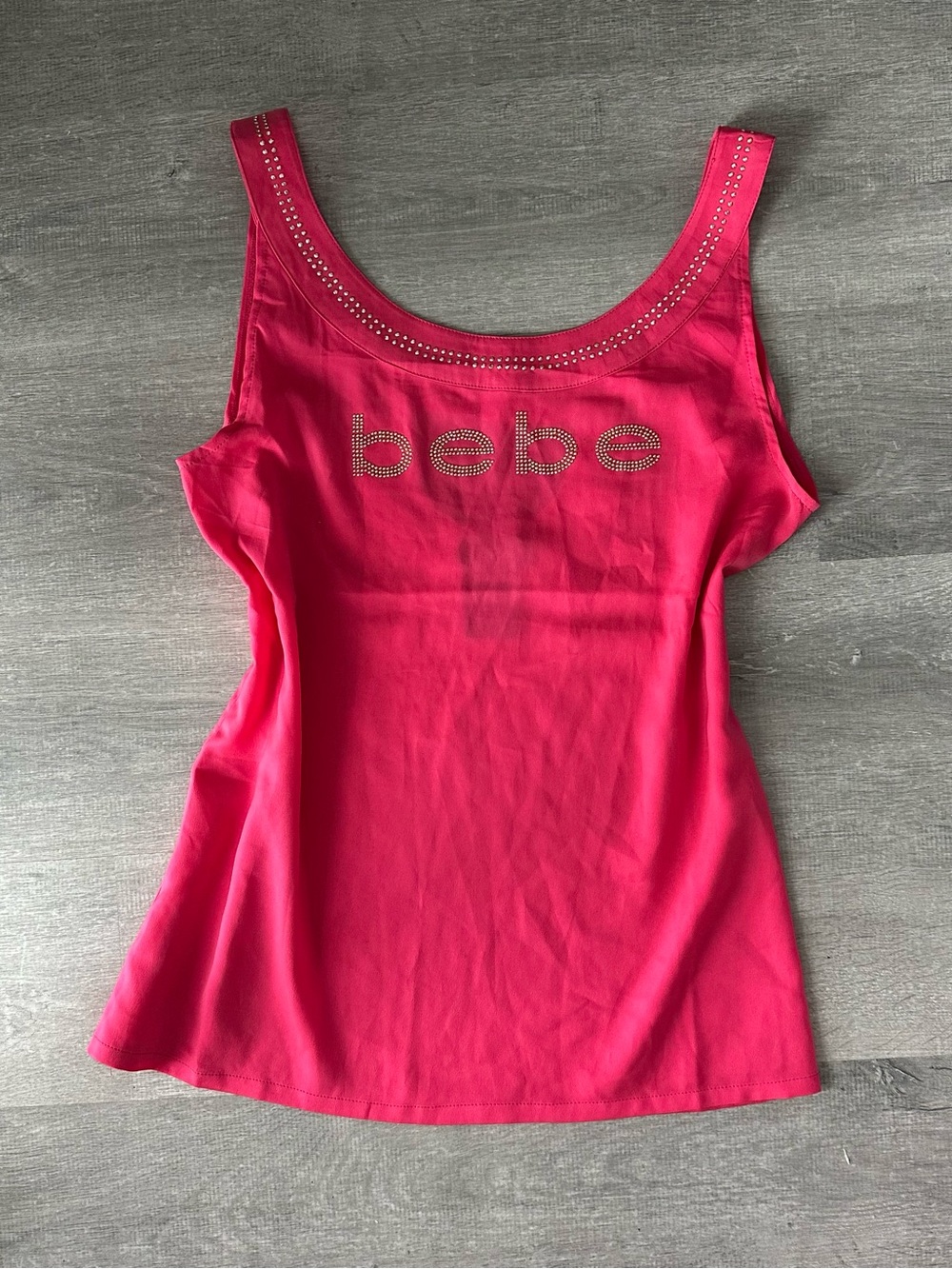 bebe Pink Studded Logo Tank Top Y2K